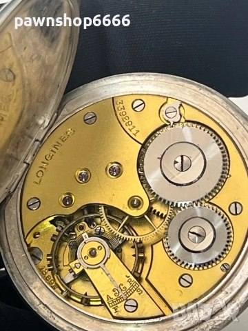 Продавам антикварен джобен часовник Longines (1916-1917 г.) – сребро 0.800, ръчно рисуван циферблат, снимка 17 - Мъжки - 51532682