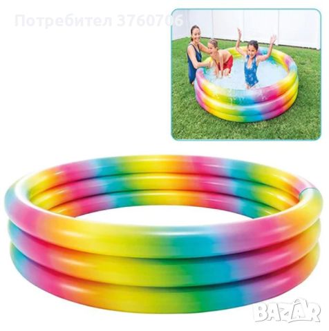 Многоцветен надуваем детски басейн I n t e x - Идеален за забавления в градината 58439NP, снимка 2 - Басейни и аксесоари - 46414149