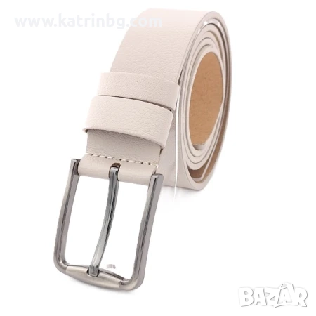 Мъжки колан от естествена кожа в бежово – с класическа метална катарама Код на продукта:C-0026