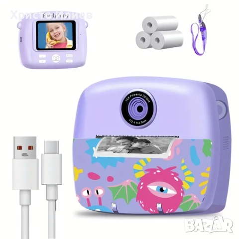 Фотоапарат за моментни снимки Камера мини Принтер с карта памет и хартия Подаръчен комплект