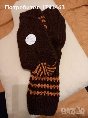 Ръчно плетени мъжки чорапи от вълна размер 45, снимка 9 - Мъжки чорапи - 44611029