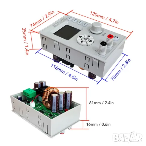 Захранващ блок понижаващ WZ6012 Uвх: 9-70V/Uизх: 0-60V, 12A, 720W, снимка 2 - Друга електроника - 49086493