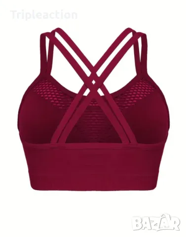 Дамски спортен сутиен, 4XL, бургунди, удобен Criss Cross Burgundy , снимка 1 - Бельо - 48021357