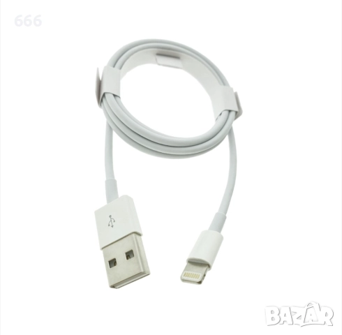 Кабел Lightning към USB, за iPhoneX, Apple, A1480, 1 м, бял, снимка 3 - Резервни части за телефони - 52675032