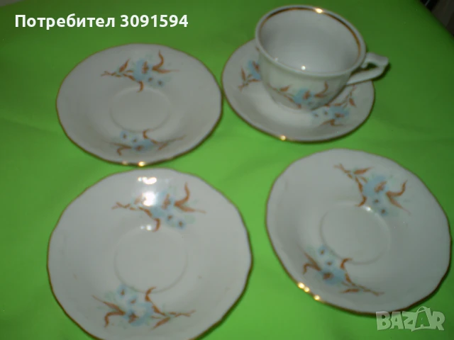 Комплект 4чаши и чинийки за кафе порцелен, снимка 4 - Чаши - 51357513