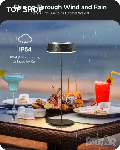 EDISHINE Настолна лампа LED акумулаторна сензорна 2 цветни режима външна преносима - бяла, черна, снимка 5 - Настолни лампи - 49340624