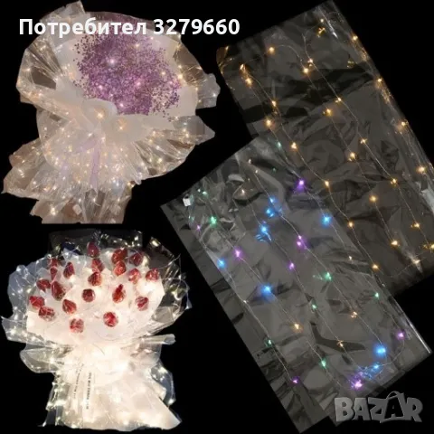 СВЕТЕЩ LED ЦЕЛОФАН ЗА ОПАКОВАНЕ НА ПОДАРЪЦИ И БУКЕТИ , снимка 2 - Други - 48987275