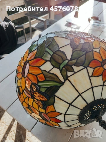 полюлей и стъклен абажур тип тифани, снимка 2 - Декорация за дома - 53832822