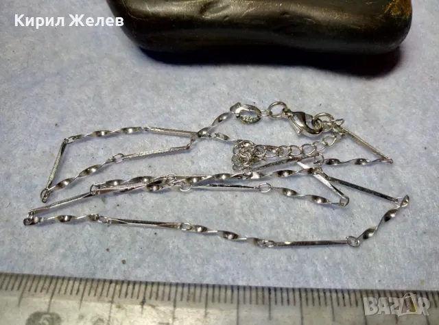 НЕЖНО ПОСРЕБРЕНО БРОНЗОВО КОЛИЕ с ПЕЧАТ 925 ФИНА БИЖУТЕРСКА ВИНТИДЖ АРТ ИЗРАБОТКА 44805, снимка 3 - Колиета, медальони, синджири - 49604870