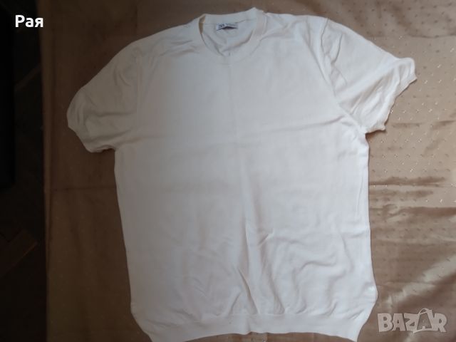 Бяла блуза zara с къс ръкав по плътна , снимка 1 - Блузи - 46365324
