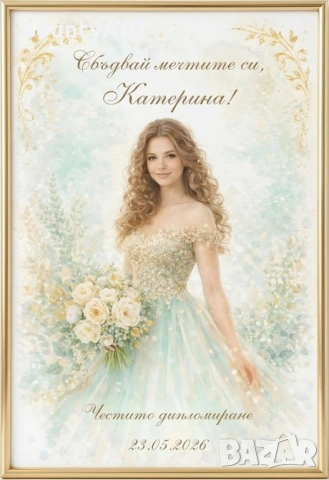 Персонализиран постер/портрет от снимка. Подарък за Абитуриенти, снимка 5 - Подаръци за жени - 53906397