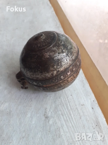 Уникален стар османски бронзов съд контейнер за барут или др, снимка 7 - Антикварни и старинни предмети - 53423100