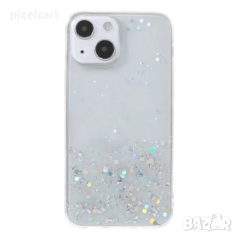 Силиконов калъф Sparkle Starry Sky за iPhone 13 mini, Прозрачен, снимка 1 - Калъфи, кейсове - 48010024