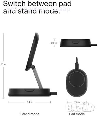 Нов Магнитен Заряден Стенд 15W Qi2 Съвместим с iPhone 13/14/15 - Belkin зарядна станция, снимка 6 - Аксесоари за Apple - 45350876