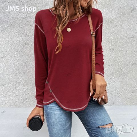 Дамска едноцветна тениска (блуза) с дълъг ръкав, 8цвята , снимка 8 - Тениски - 45135965