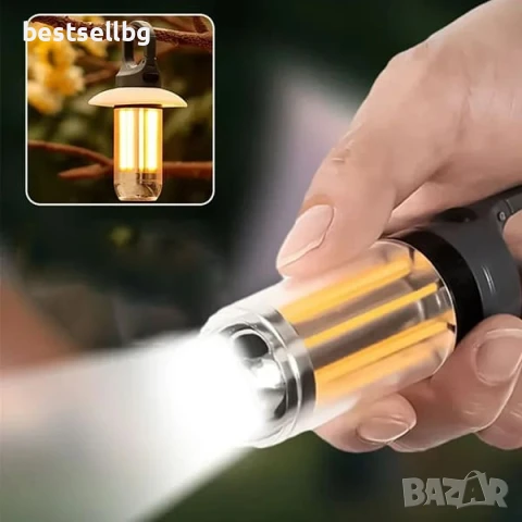 Мощна къмпинг лампа осветление за палатка риболов туризъм аварии автомобил LED фенер USB зареждане, снимка 2 - Къмпинг осветление - 50861698