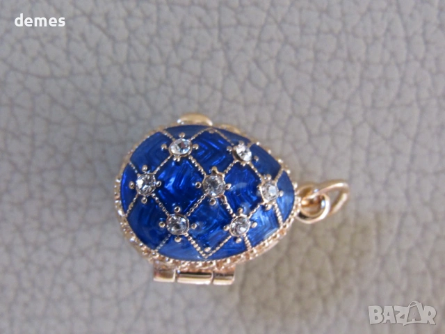 Фино дамско колие-висулка с Яйце Фаберже, ново, снимка 3 - Колиета, медальони, синджири - 45496591