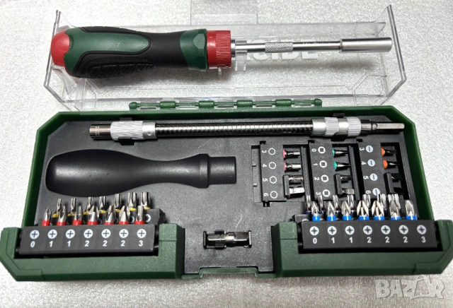 НОВ! PARKSIDE комплект отвертка с тресчотка и битове, 43 части, снимка 2 - Отвертки - 53618806