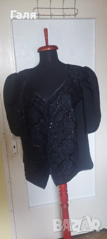 Късо сако с пайет/блуза 