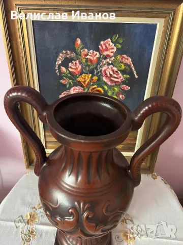 Голяма керамична амфора с невероятен релеф.Перфектно състояние., снимка 6 - Декорация за дома - 49934461