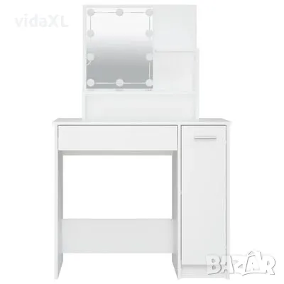 vidaXL Тоалетка с LED, бяла, 86,5x35x136 см(SKU:808810), снимка 4 - Тоалетки - 48588946