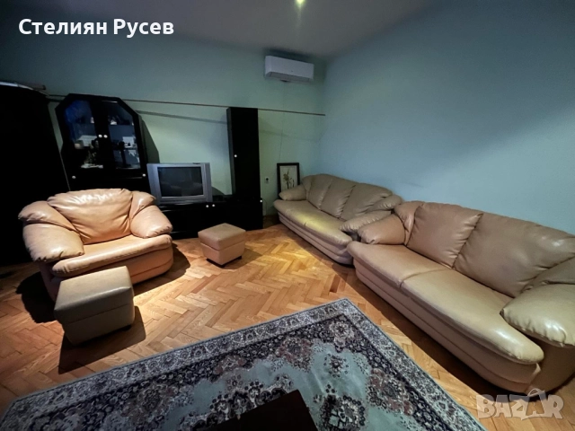 кожен холов диван 2ка 160 см + диван 3ка 210см + фотьойл + 2 табуретки / холна гарнитура -цена 1 150