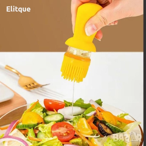 Бутилка с капкомер за олио, оцет и сосове заедно със 630 мл диспенсър за зехтин със силиконова четка, снимка 9 - Форми - 52897748