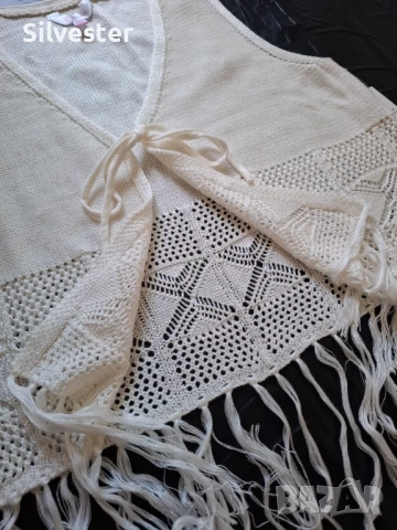 Дамско плетено елече на ресни, Чисто ново, размер XL , снимка 8 - Елеци - 50861857