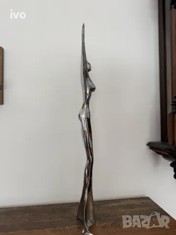 Статуетка, бронз, хромирана., снимка 3 - Антикварни и старинни предмети - 50107701