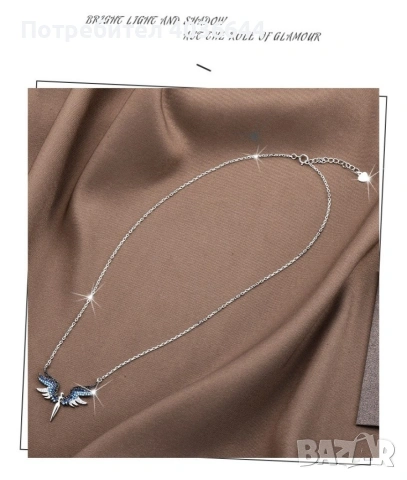 Нежно дамско колие с висулка феникс с камъни / Цвят: Вариант 1: Сребърен със сини камъни, Вариант 2:, снимка 4 - Колиета, медальони, синджири - 54128231
