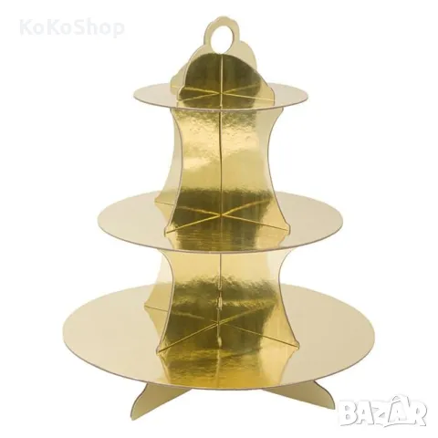 Триетажна поставка за кексчета и десерти/Парти поставка за кексчета/Триетажна поставка за мъфини, снимка 3 - Аксесоари за кухня - 50129345