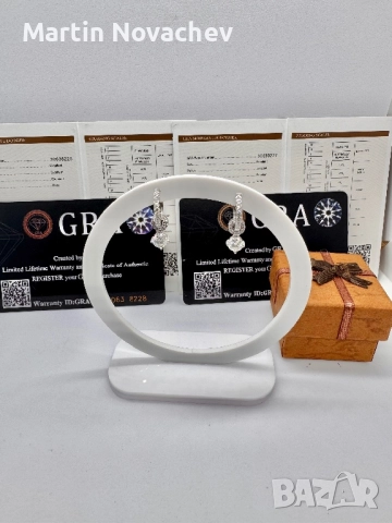 Сребърни обеци с мойсанит (Диамант) 0.5 карата, снимка 2 - Обеци - 52844065