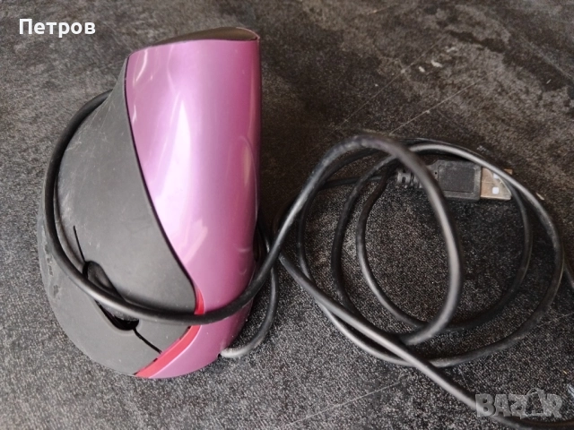 Вертикална мишка с кабел, ергономичен дизайн, 5 бутона, лилава 