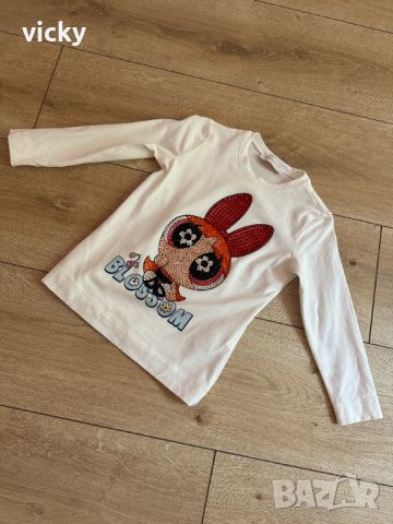 Детска блуза с камъчета ""Powerpuff", Monnalisa, 98см, снимка 3 - Детски Блузи и туники - 46431508
