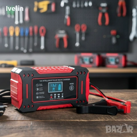 Интелигентно зарядно за акумулатор с дисплей 12V 6A импулсно