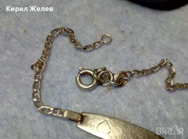 ИЗЯЩНА ИТАЛИАНСКА СРЕБЪРНА ГРИВНА СРЕБРО 925 ITALY с БЯЛА ПОЗЛАТА и ГРАВИРАНО СЪРЧИЦЕ 43380, снимка 6 - Гривни - 49704672