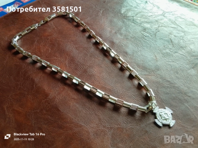 164/Сребърен Синджир със Висулка-98грама.🇧🇬, снимка 2 - Колиета, медальони, синджири - 52373529