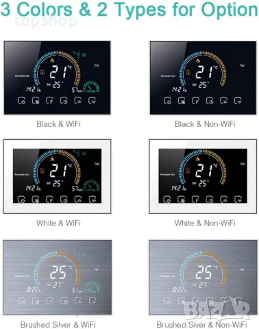 Смарт термостат MOES BHT-8000 GB, Програмируем терморегулатор Tuya WIFI 16A За подово отопление, бял, снимка 5 - Друга електроника - 50494702