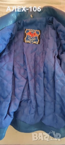 Кожени якета син , снимка 3 - Якета - 53229492