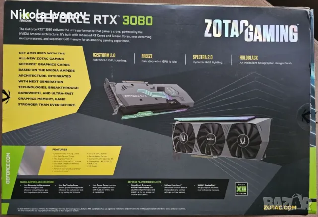 RTX 3080 10GB GDDR6X Zotac AMP HoloBack Geforce видеокарта gpu, снимка 11 - Видеокарти - 48619423