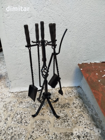 Комплект аксесоари за камина 4 в 1 от ковано желязо - 83 см, снимка 4 - Камини - 52547560