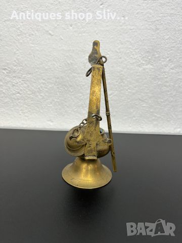Автентична бронзова маслена лампа. №5265, снимка 5 - Колекции - 45079418