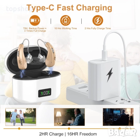 Чисто нов слухов апарат, 16-канален цифров, презареждащ се за хора със загуба на слуха, 4 нива на..., снимка 4 - Друга електроника - 52048007