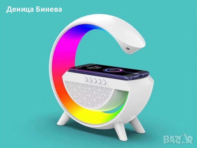 Тонколона с LED светлинки и станция за безжично зареждане / Лампа-зарядно с LED светлини и тонколона, снимка 5 - Тонколони - 45125548