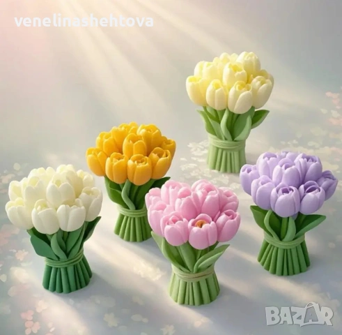 3D Огромен букет лалета силиконов молд форма за свещи гипс сапун смола , снимка 3 - Форми - 53604215