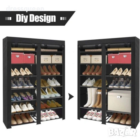 4713 Двоен стелаж за обувки с 12 рафта – Огромен капацитет и компактен дизайн (118x108x30 см), снимка 2 - Шкафове - 53771939
