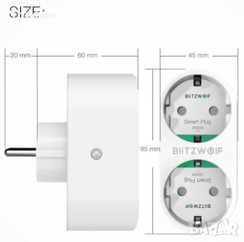 BlitzWolf смарт контакт двойка WiFi – управление и мониторинг, снимка 4 - Друга електроника - 53065388