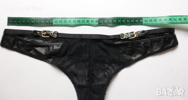 M/L черна прашка с кожени елементи и дантела, снимка 5 - Бельо - 53309785