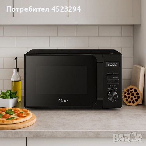 Микровълнова фурна MIDEA AG20CF2EBK 700W, Функция грил, 20L, снимка 2 - Микровълнови - 52599138