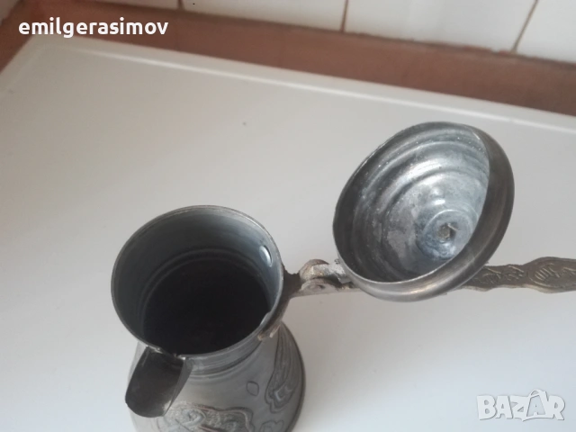 Медно джезве , поднос и стара попивателна., снимка 5 - Други ценни предмети - 53771057